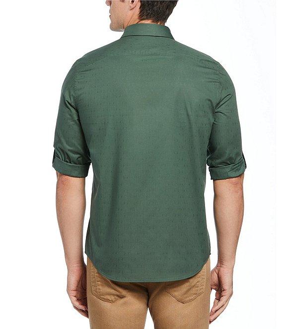 Perry Ellis Untucked Dobby Roll Sleeve Woven Shirt Product Image
