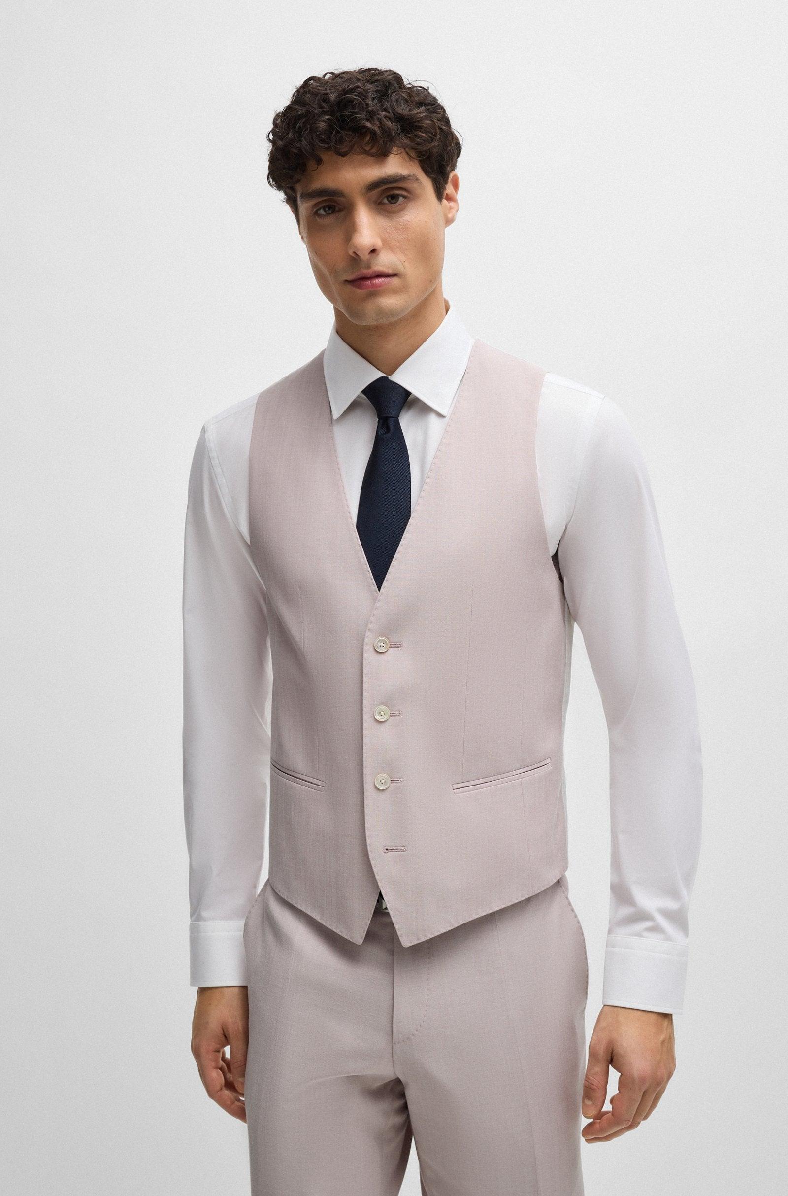 Boss SLIM-FIT Light Pink Suit In a Melange Wool Blend Product Image
