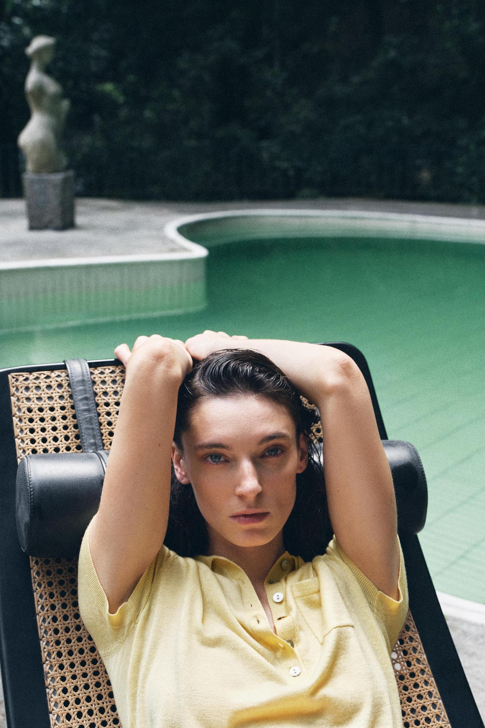 KNIT POLO TOP WITH FINE WOOL Product Image