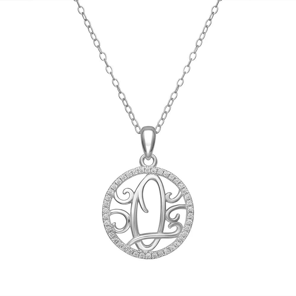 PRIMROSE Sterling Silver Cubic Zirconia Initial Pendant Necklace, Women's, Size: 18" Product Image