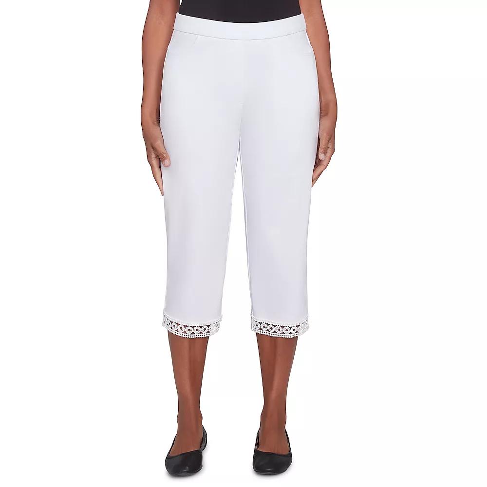 Women's Alfred Dunner Comfort Allure Embellished Capri Pant, Size: 16, Pure White Product Image