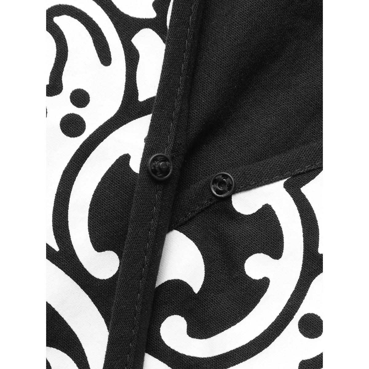 Plus Size Boho Print Overlap Collar Midi Dress Black Women Resort Non Overlap Collar Long Sleeve Curvy BloomChic 18-20/2X Product Image