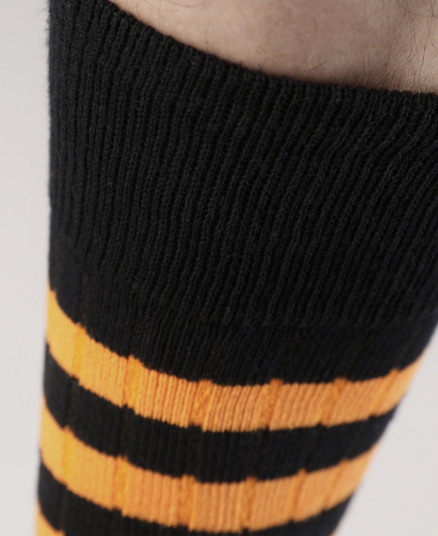 Retro Striped Cotton Socks - Black/Orange Product Image