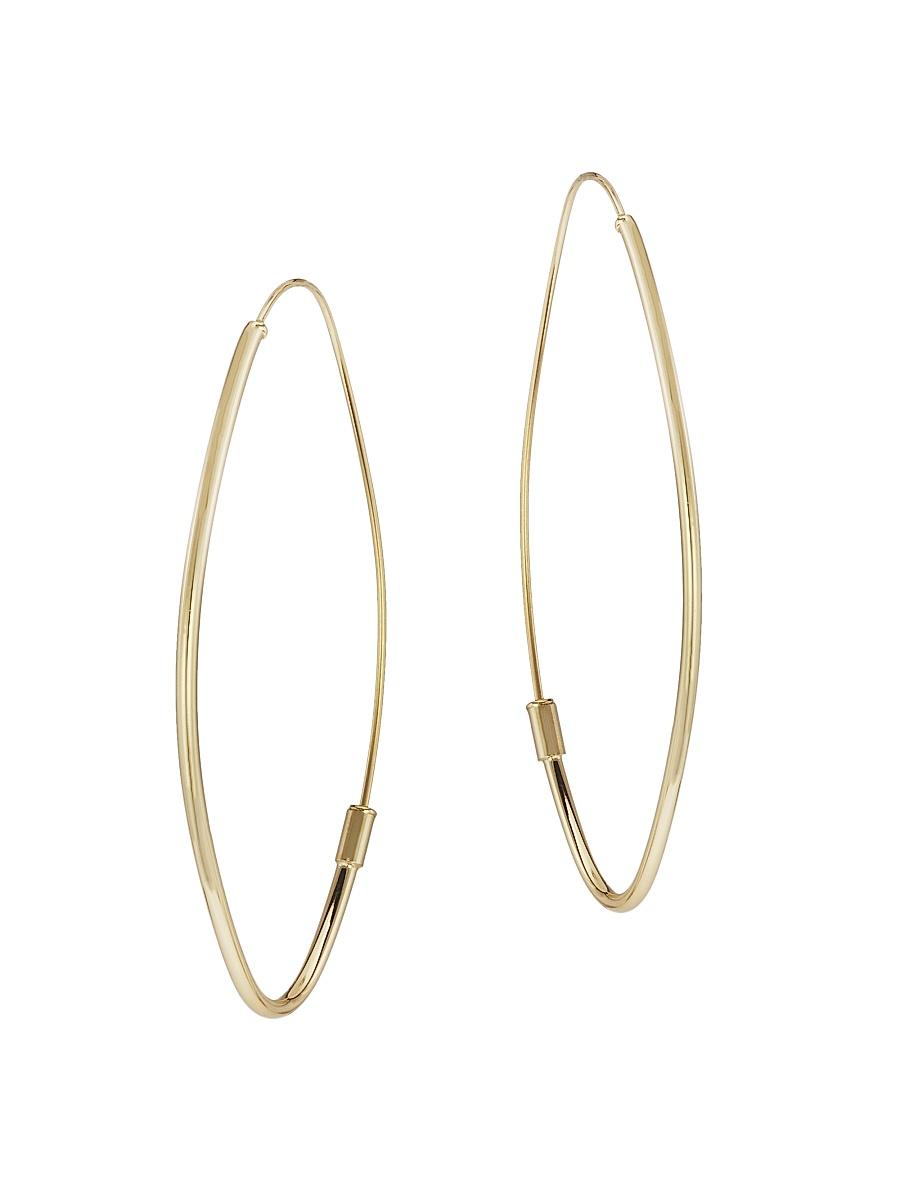 Womens 14K Gold Marquise-Shaped Hoop Earrings Product Image
