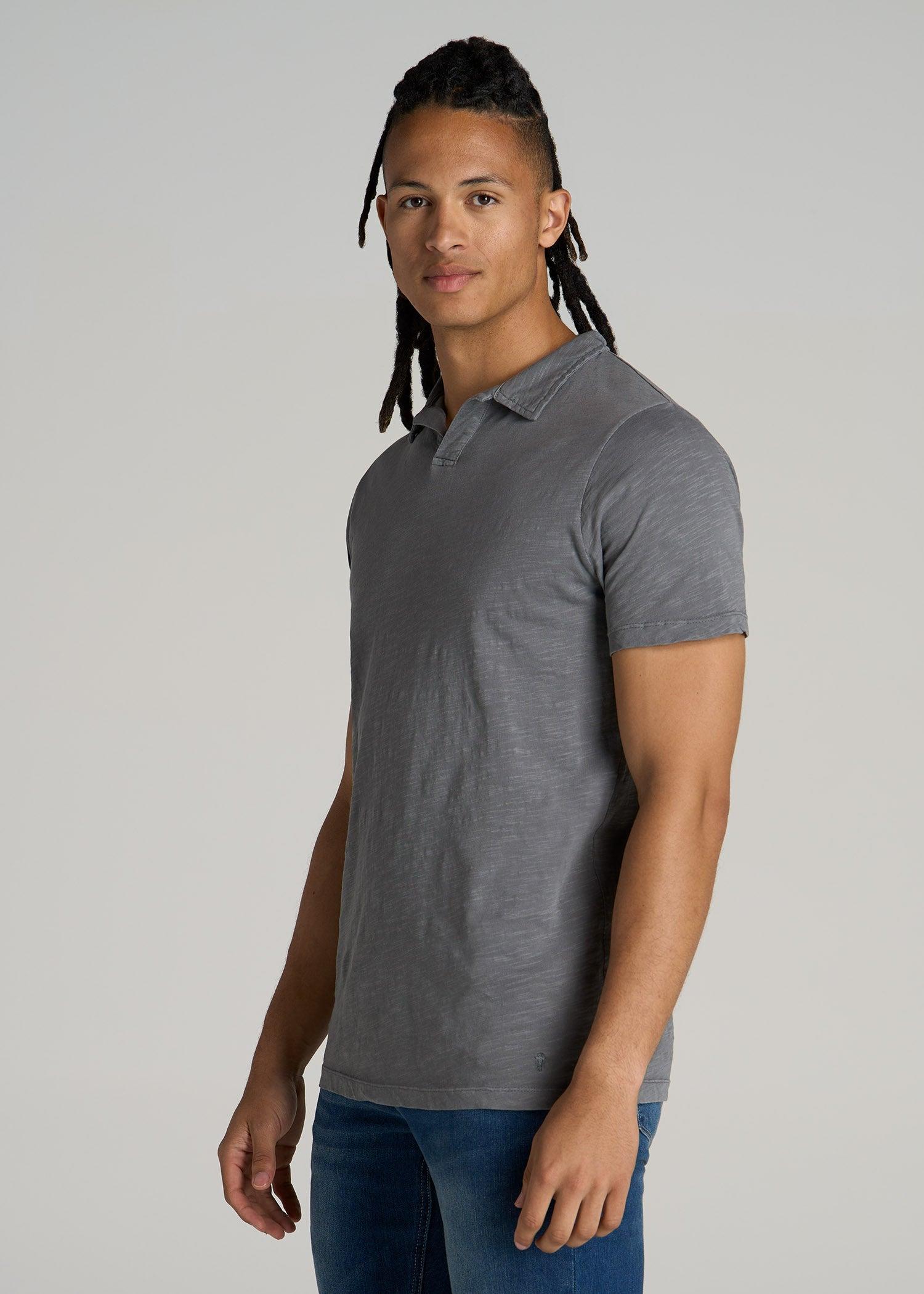 Slub Polo Shirt for Tall Men in Slate Male Product Image