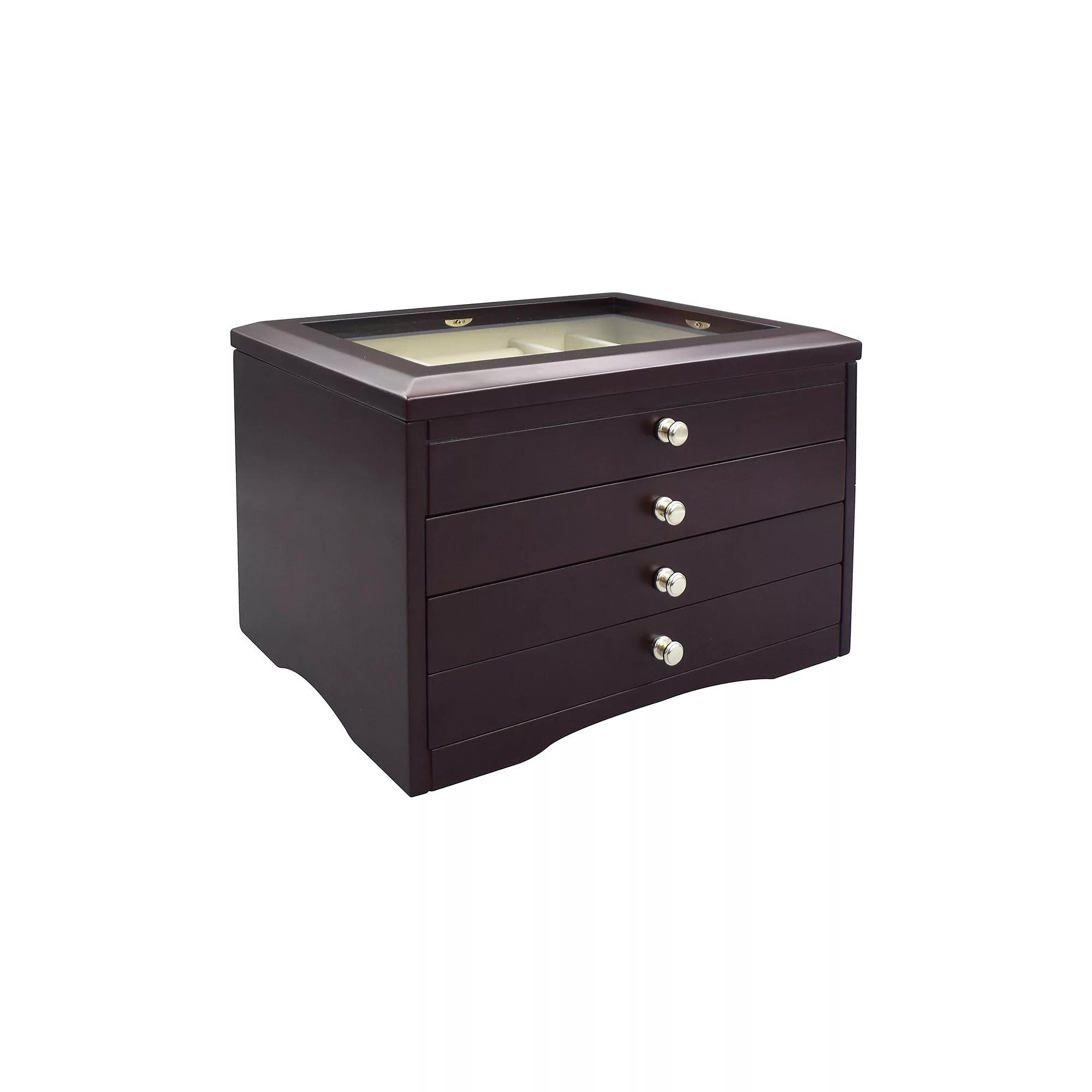 Modern Java 3-Drawer Lift Top Wooden Jewelry Box, Womens, Brown Product Image