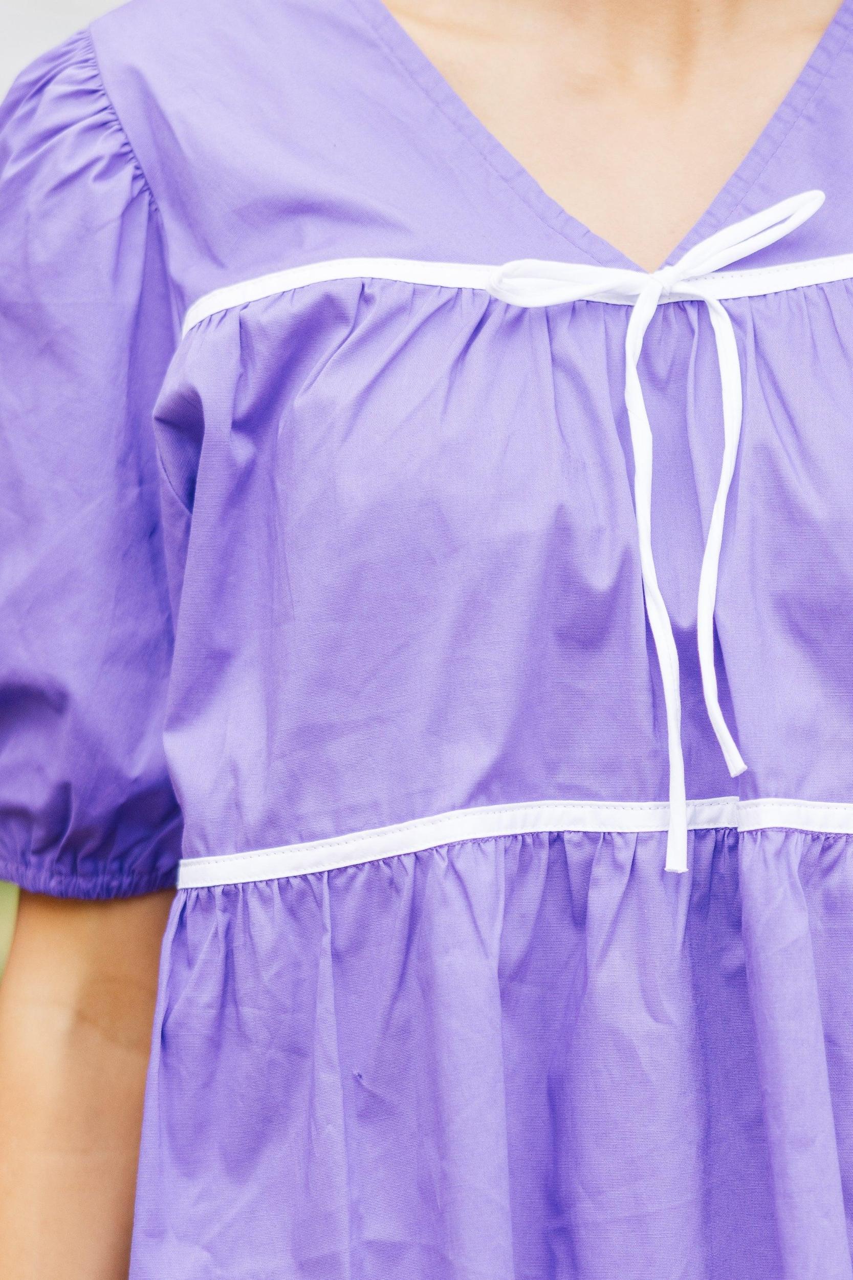 What A Doll Purple Babydoll Blouse Female Product Image