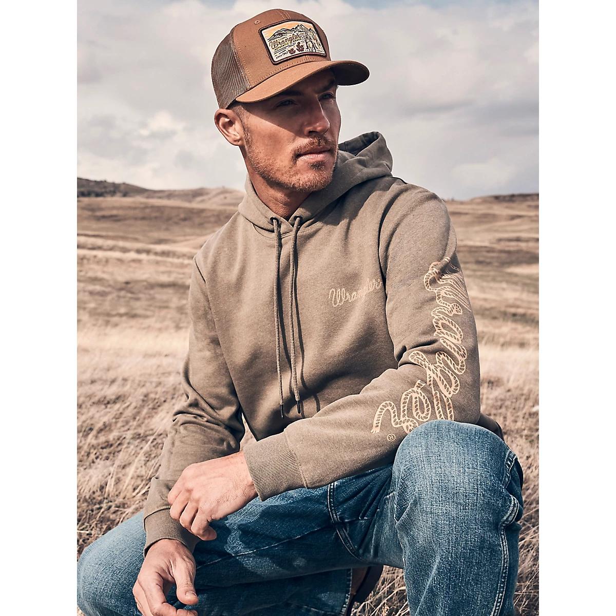 Men's Wrangler® Rope Logo Hoodie in Burnt Olive Product Image