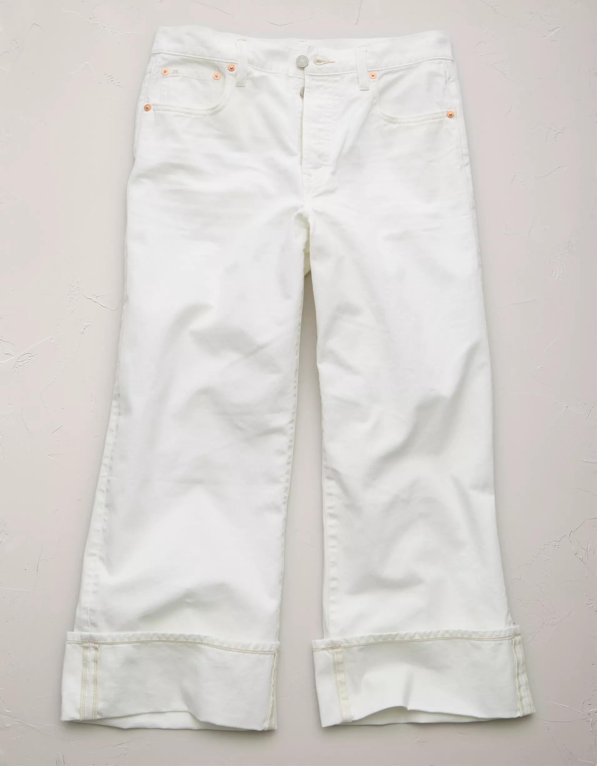 AE77 Premium Wide Crop Cuff Jean Product Image