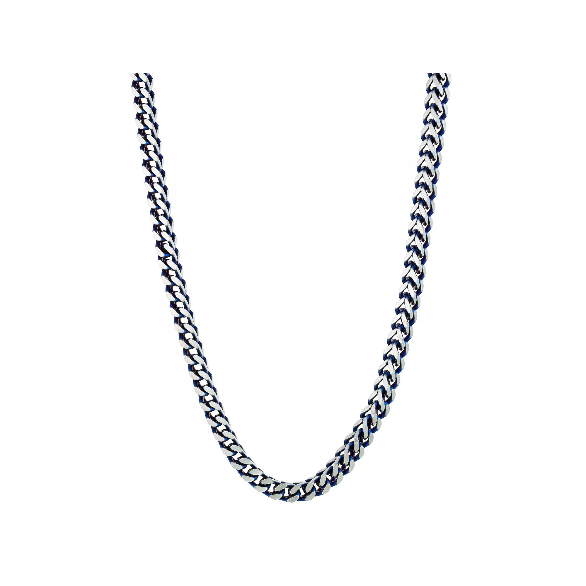 Men's LYNX Stainless Steel Foxtail Chain Necklace, Size: 24", Blue Product Image