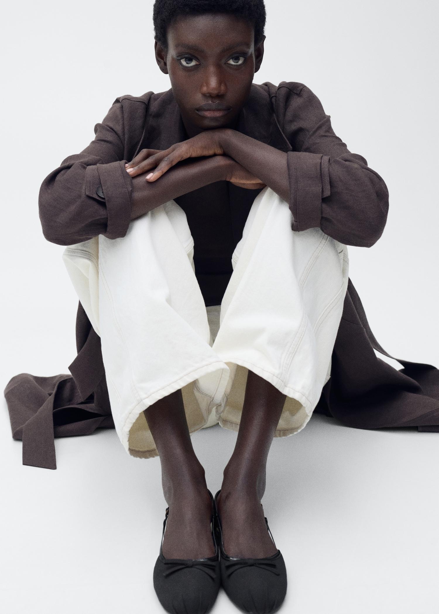 Ballet flats with decorative bow tie - Women | MANGO USA Product Image