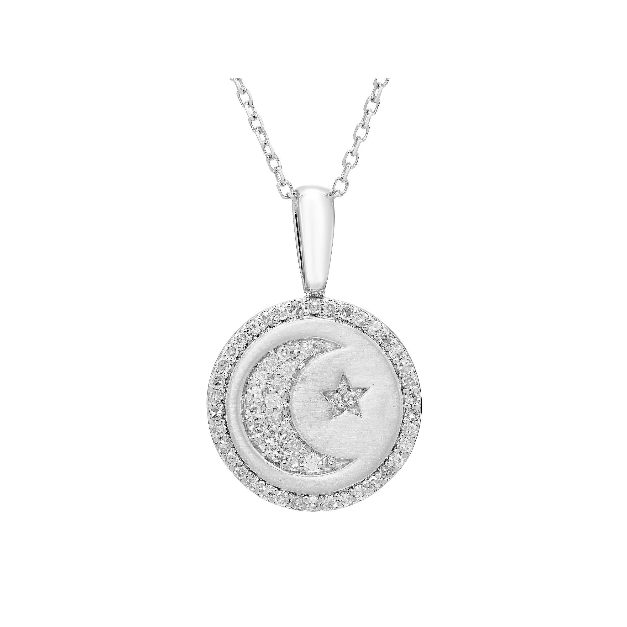 It's Personal Sterling Silver & Diamond-Accent Moon Star Pendant Necklace, Women's,  Product Image