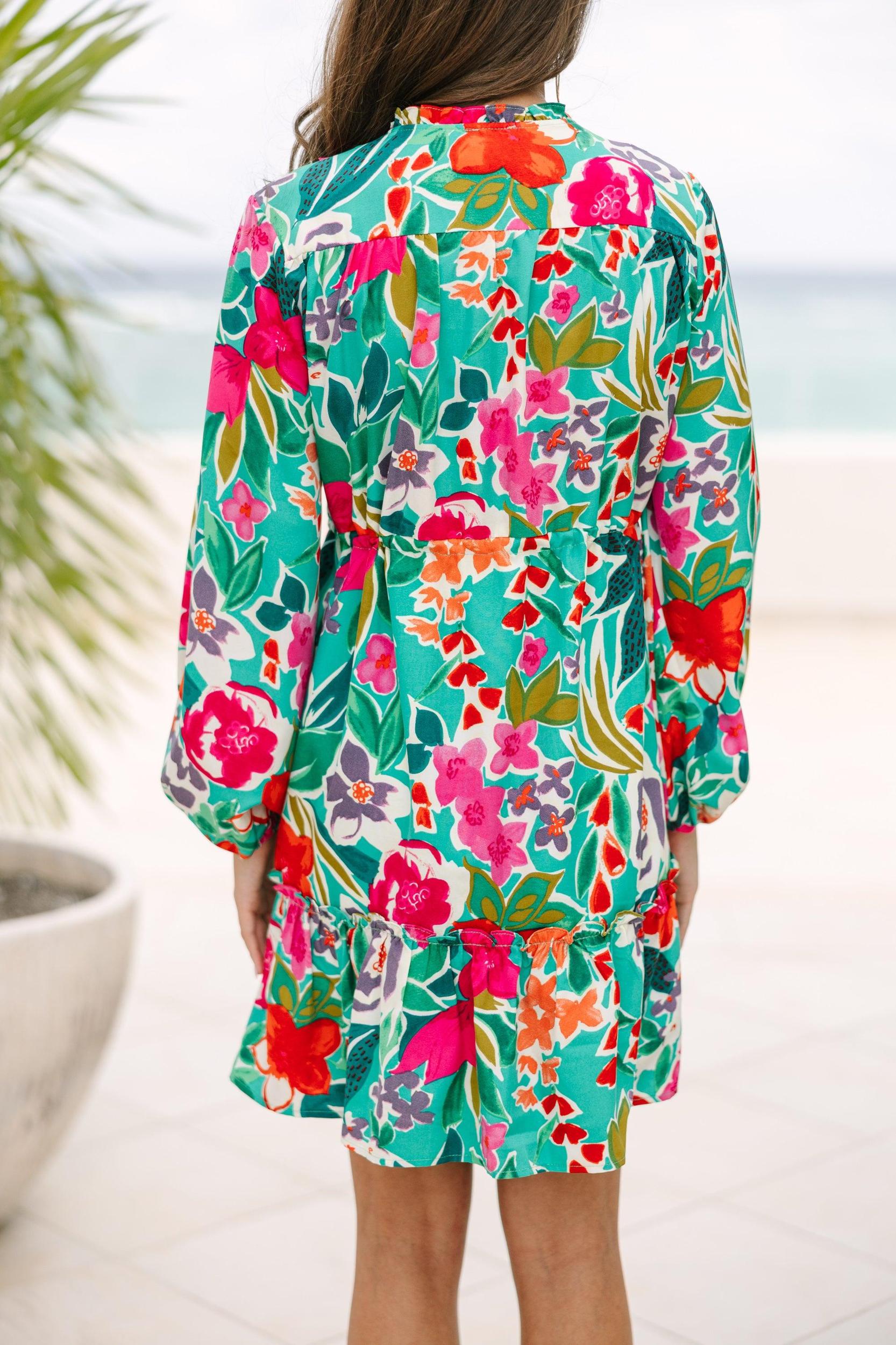 Beautifully You Jade Green Floral Dress Female Product Image