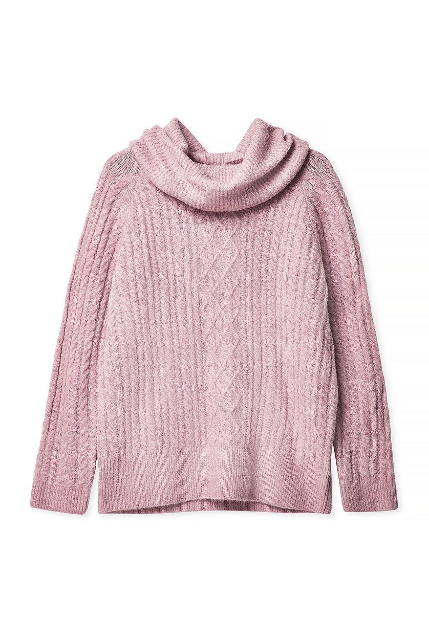 Cable Knitted Turtle Neck Sweater Product Image