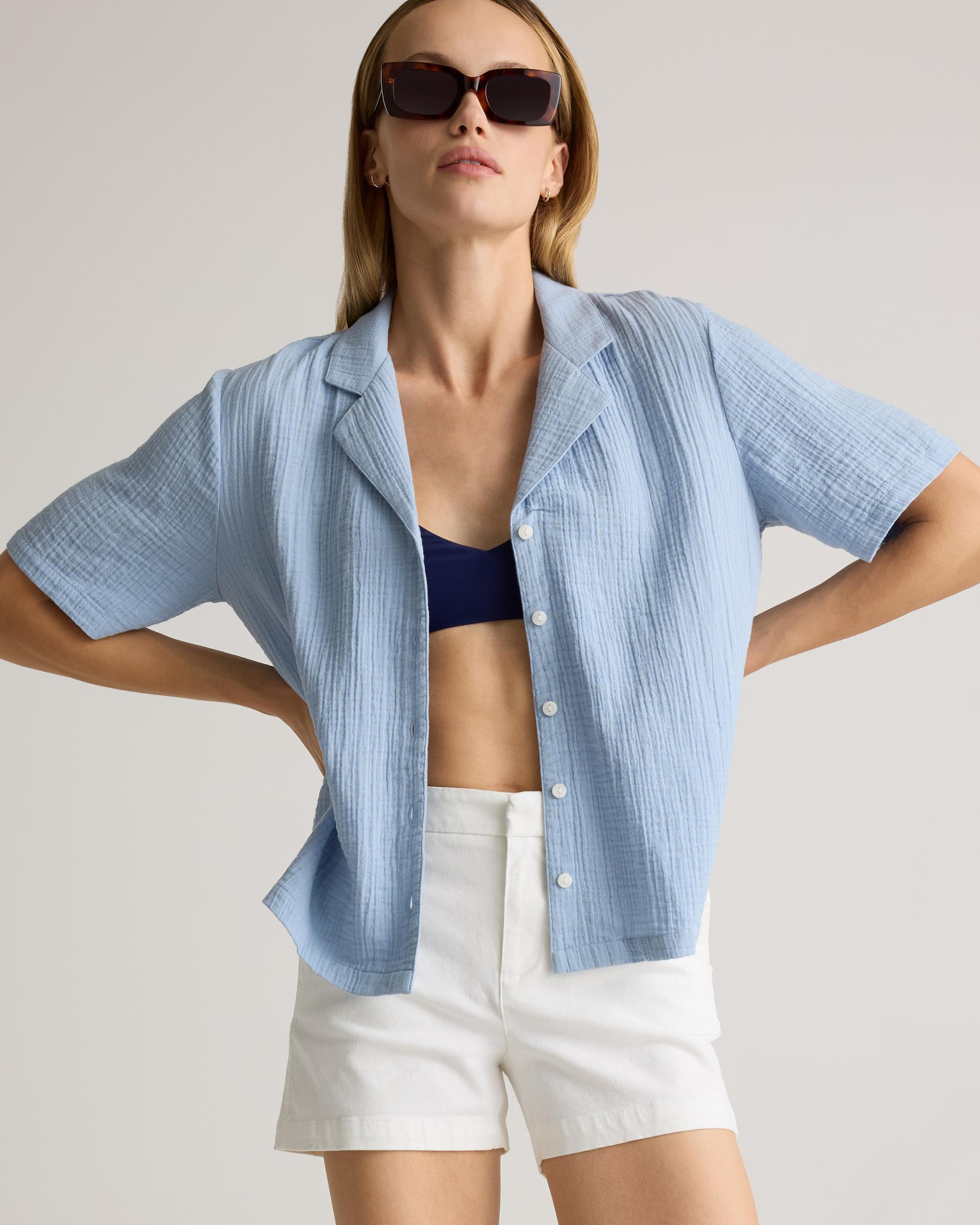 Quince | Women's Gauze Short Sleeve Shirt Organic Cotton Product Image