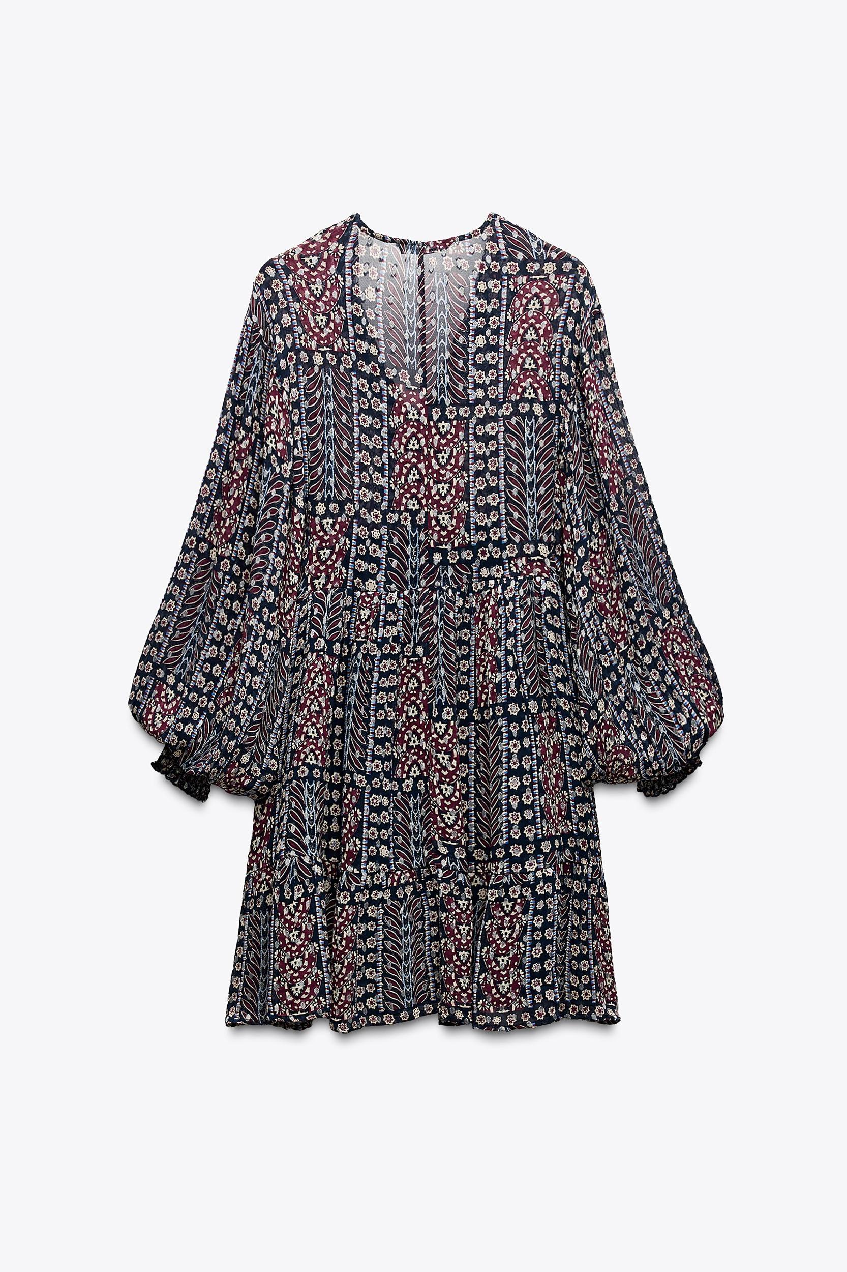 METALLIC THREAD PRINTED DRESS Product Image