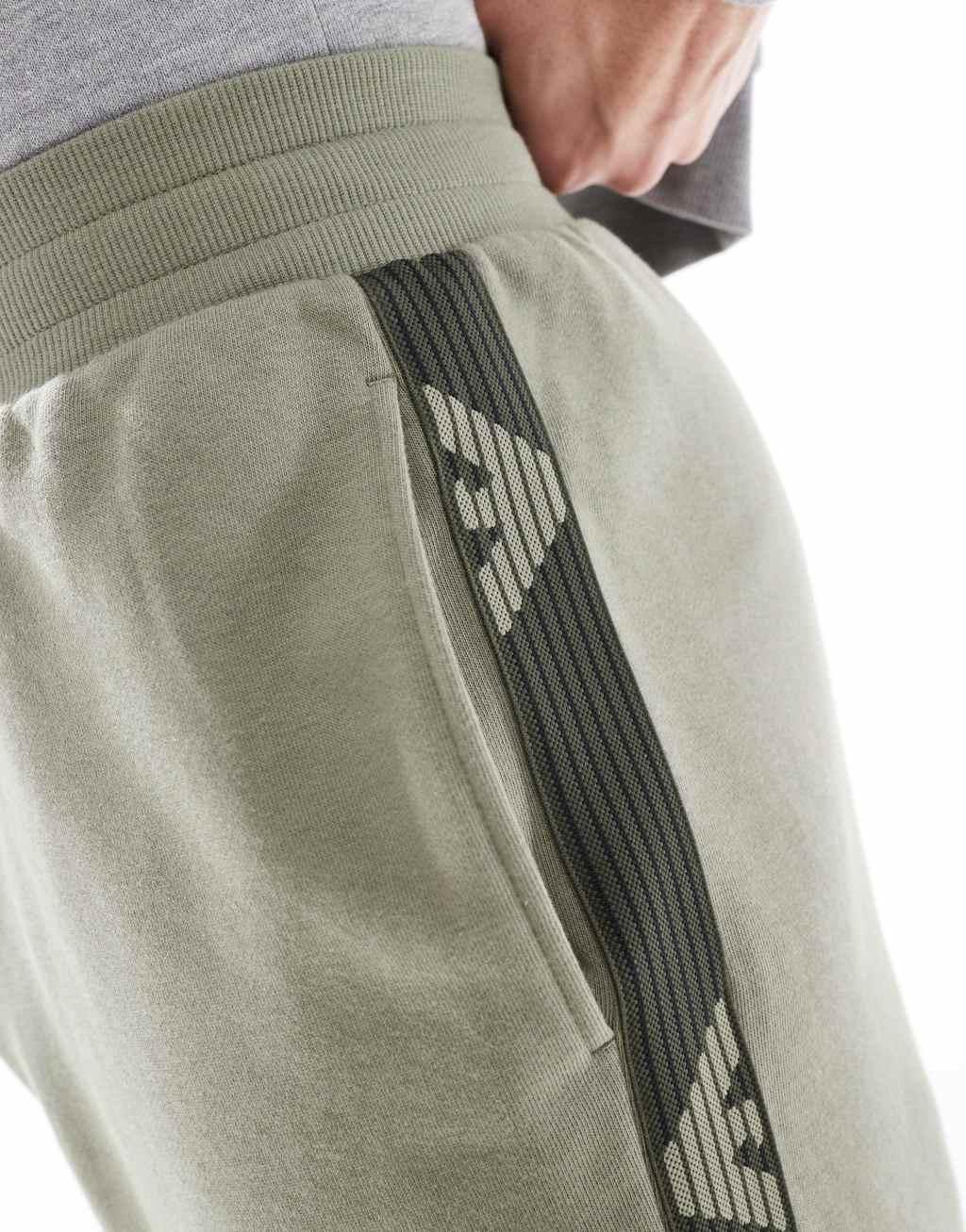 Emporio Armani Bodywear logo lounge shorts in beige Product Image