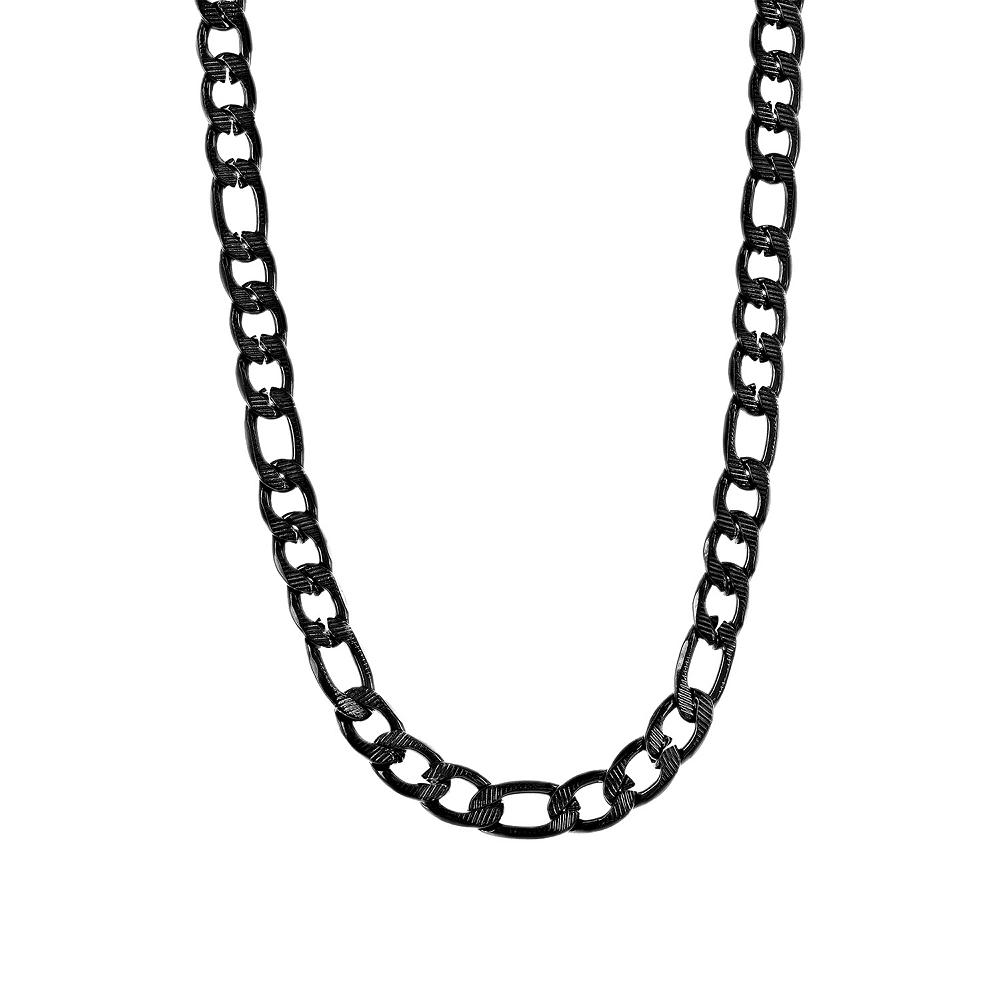 Metallo Men's Stainless Steel Textured Chain Necklace, Size: 24", Black Product Image