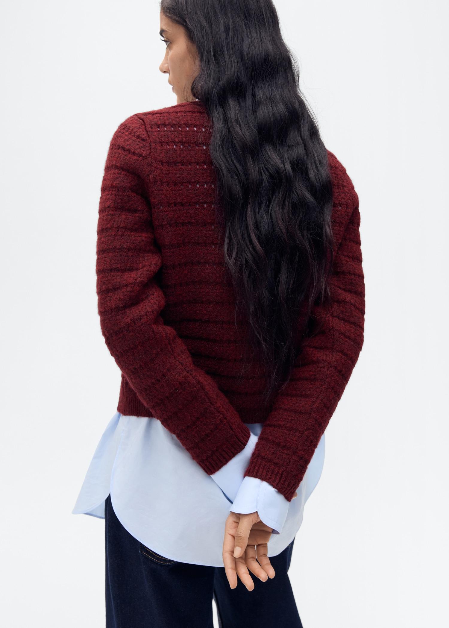 Knitted jacket with openwork details - Women | MANGO USA Product Image