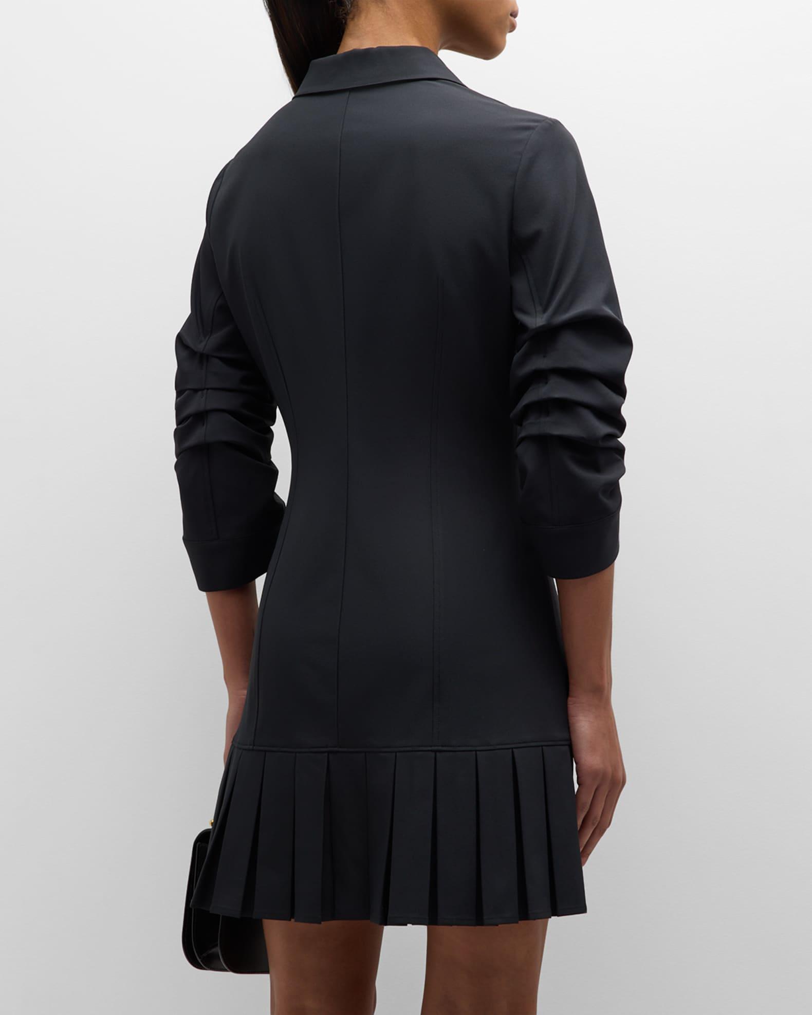 Lucilla Topstitched Pleated-Hem Mini Shirtdress Product Image