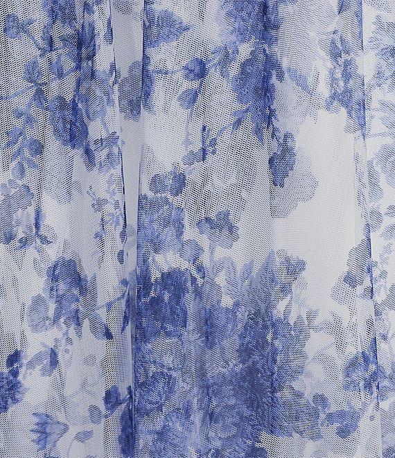 Pear Culture Floral Printed Mesh Plunging V-Neck Spaghetti Strap Dress Product Image