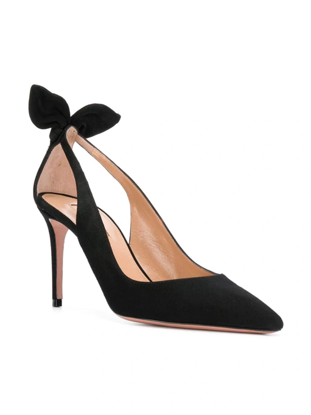 AQUAZZURA Bow Tie 85 Suede Pumps In Black Product Image
