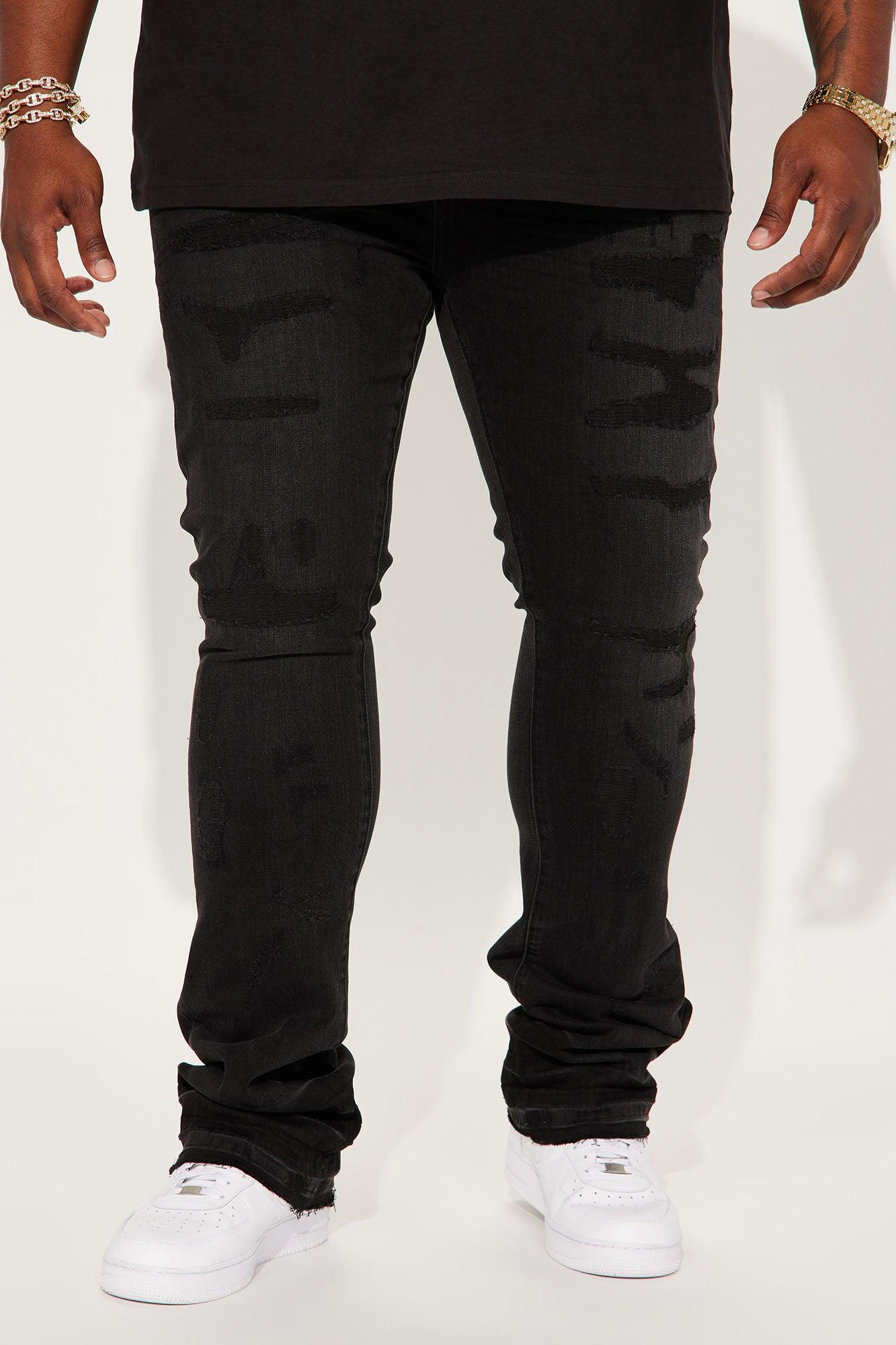 Be Real Stacked Skinny Flare Jeans - Black Product Image