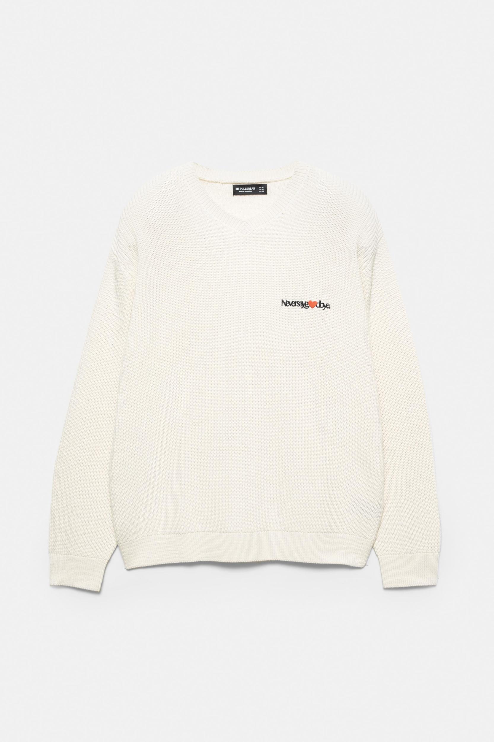 Knit jumper with embroidered text Product Image