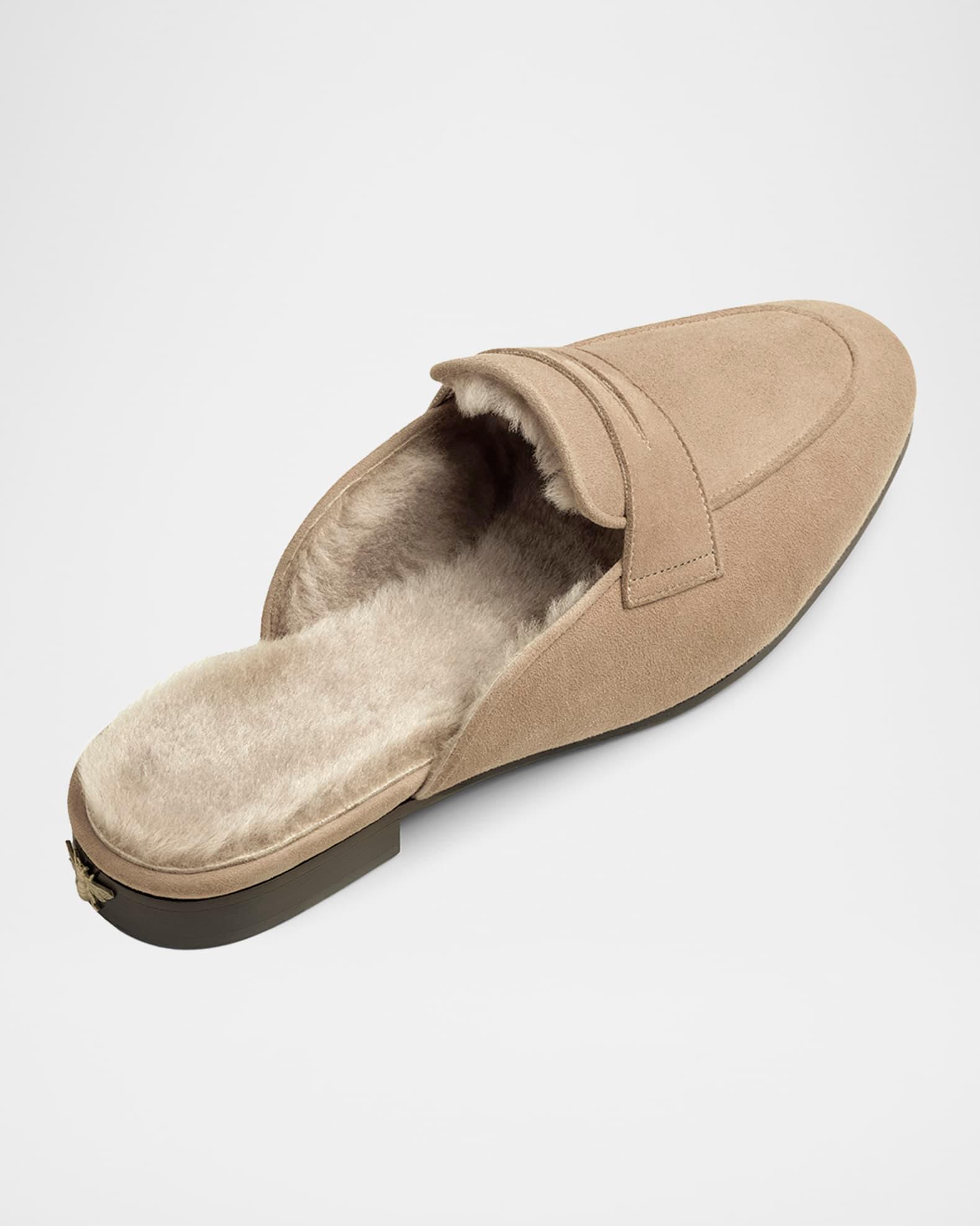 Palissandro Suede Shearling-Lined Penny Slippers Product Image