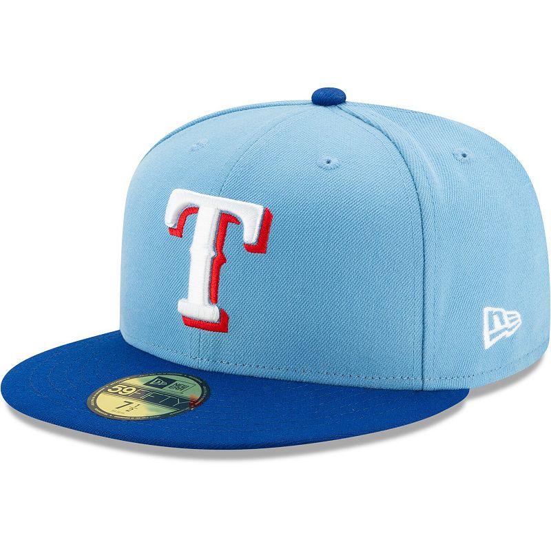 Men's New Era Texas Rangers Light Blue/Royal On-Field Authentic Collection 59FIFTY Fitted Hat,  Product Image