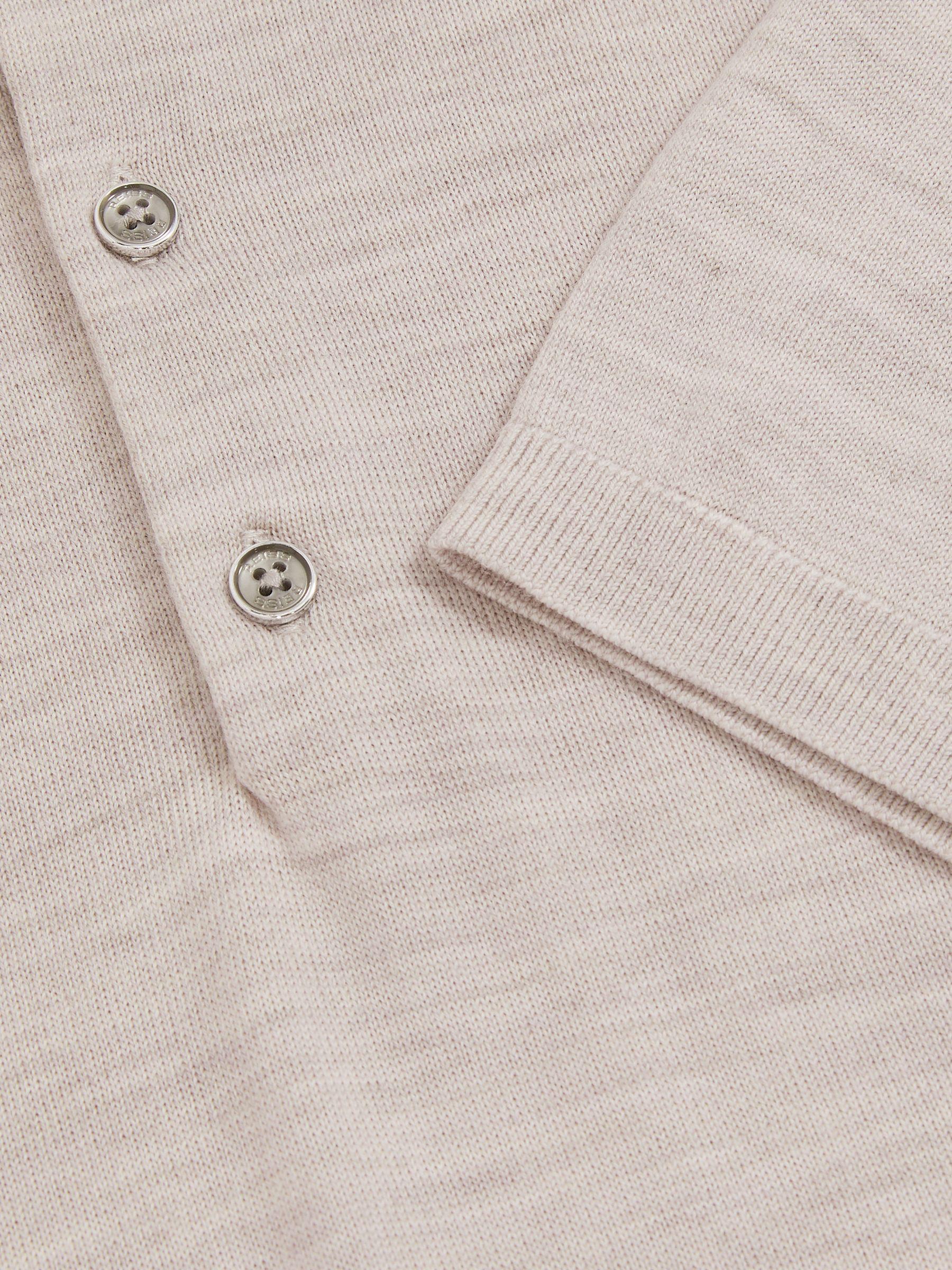 Merino Wool Short-Sleeve Polo Shirt in Wicker Brown Melange Product Image