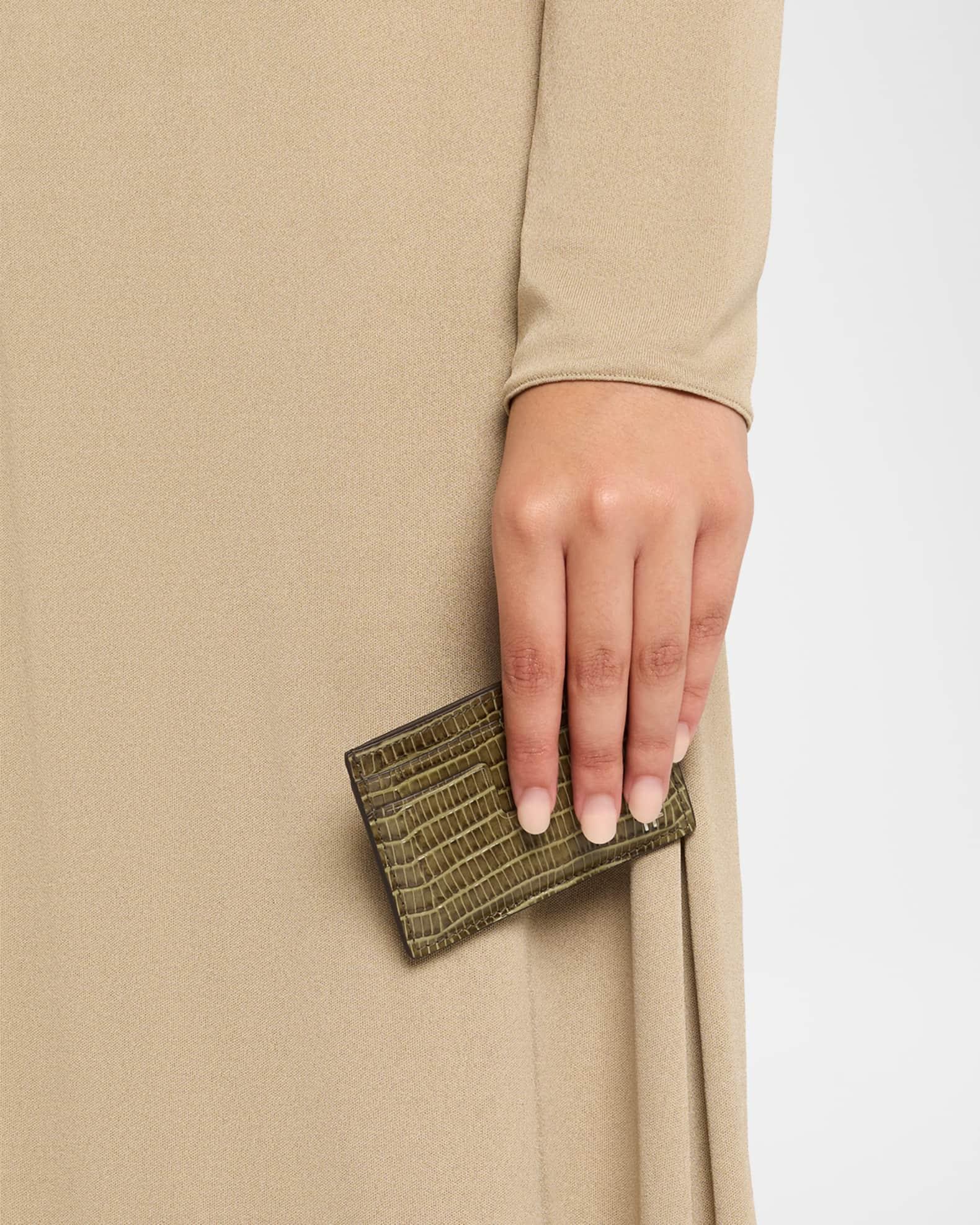 Men's T Line Printed Leather Card Holder Product Image