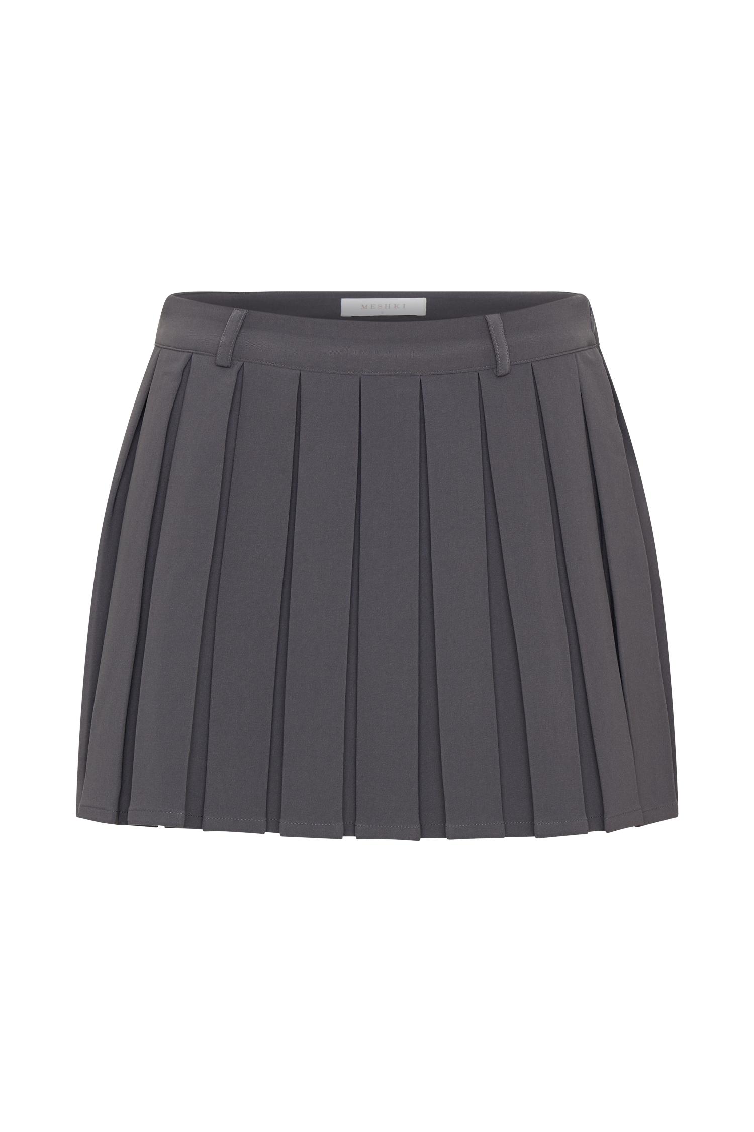 Mura Pleated Mini Skirt - Charcoal Product Image