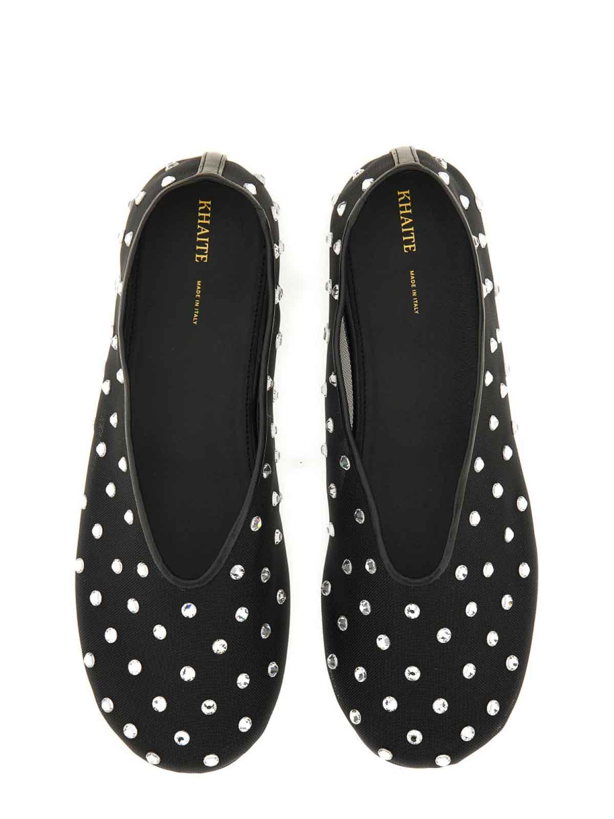 KHAITE Marcy Crystal-embellished Mesh Flats In Black Product Image