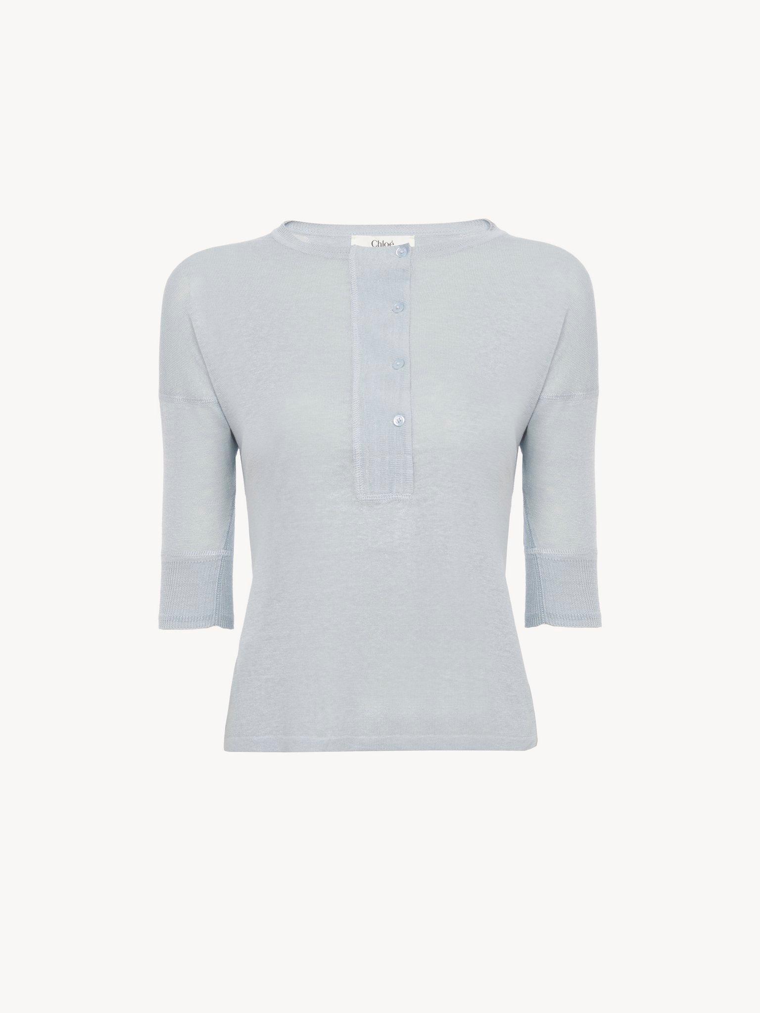 Short-sleeve Henley shirt in linen & silk knit Product Image