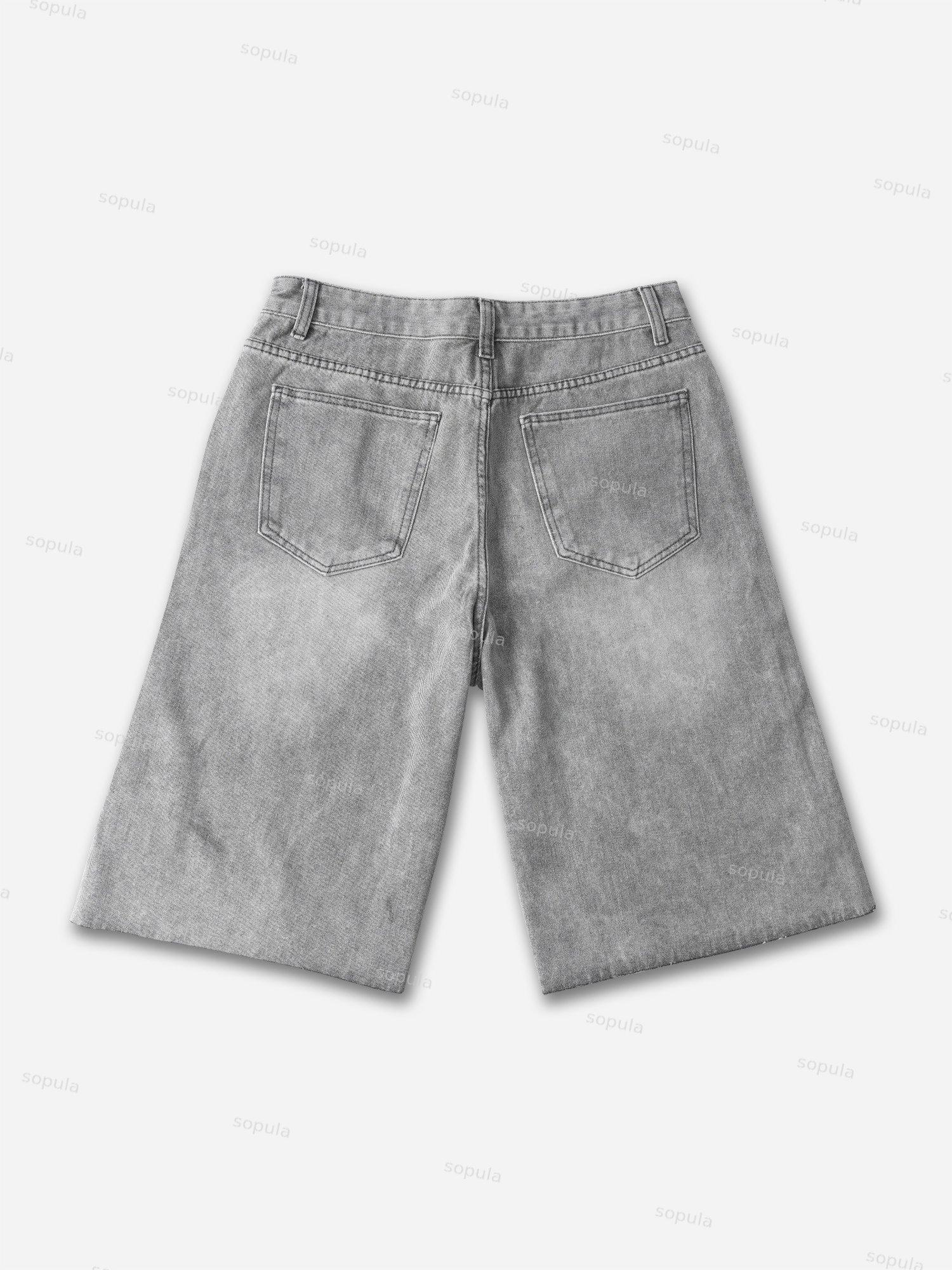 Vintage Washed High Street Jorts Distressed Denim Shorts Product Image