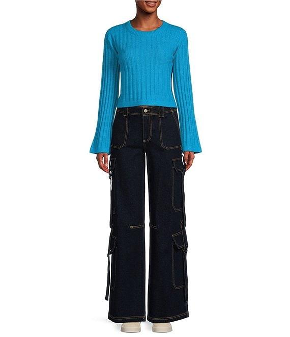 GB Long Sleeve Ribbed Cropped Sweater Product Image