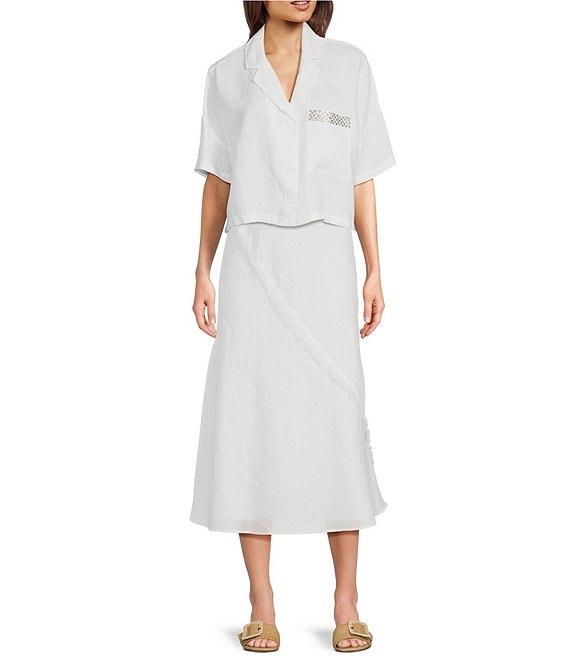 DKNY Linen Pull-On A-Line Midi Skirt Product Image