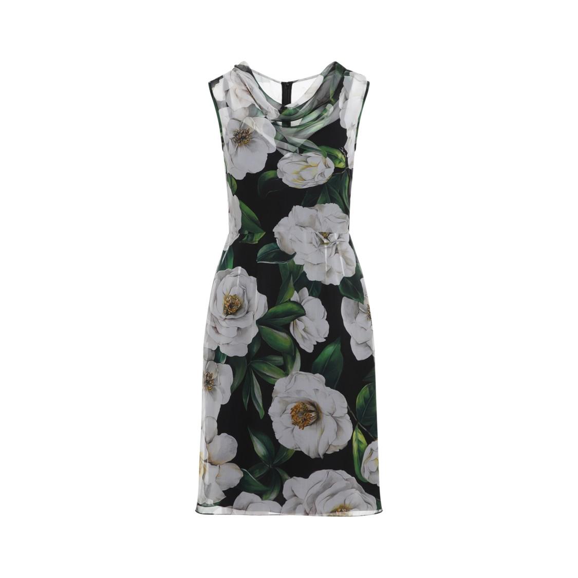DOLCE & GABBANA Silk Dress With Floral Print Dresses Multicolor In Gardeniafnero Product Image