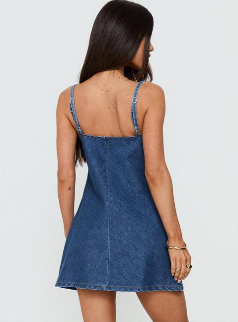 Arwen Denim Mini Dress Blue Product Image
