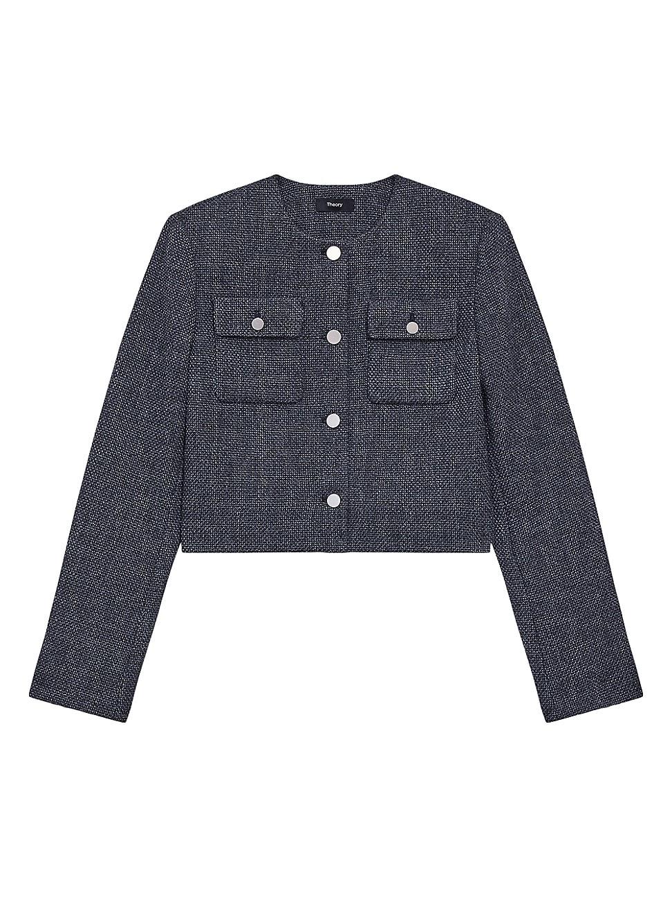 Womens Button-Front Crop Jacket Product Image