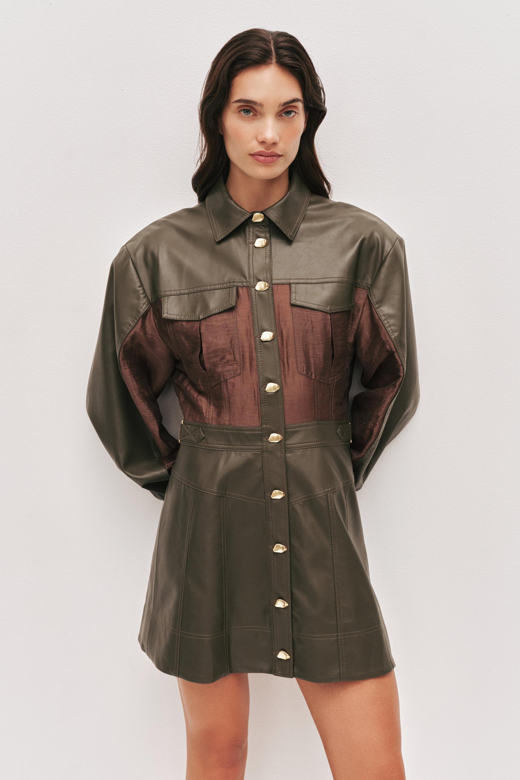 Darci Mini Dress-OLIVE / 4 Product Image