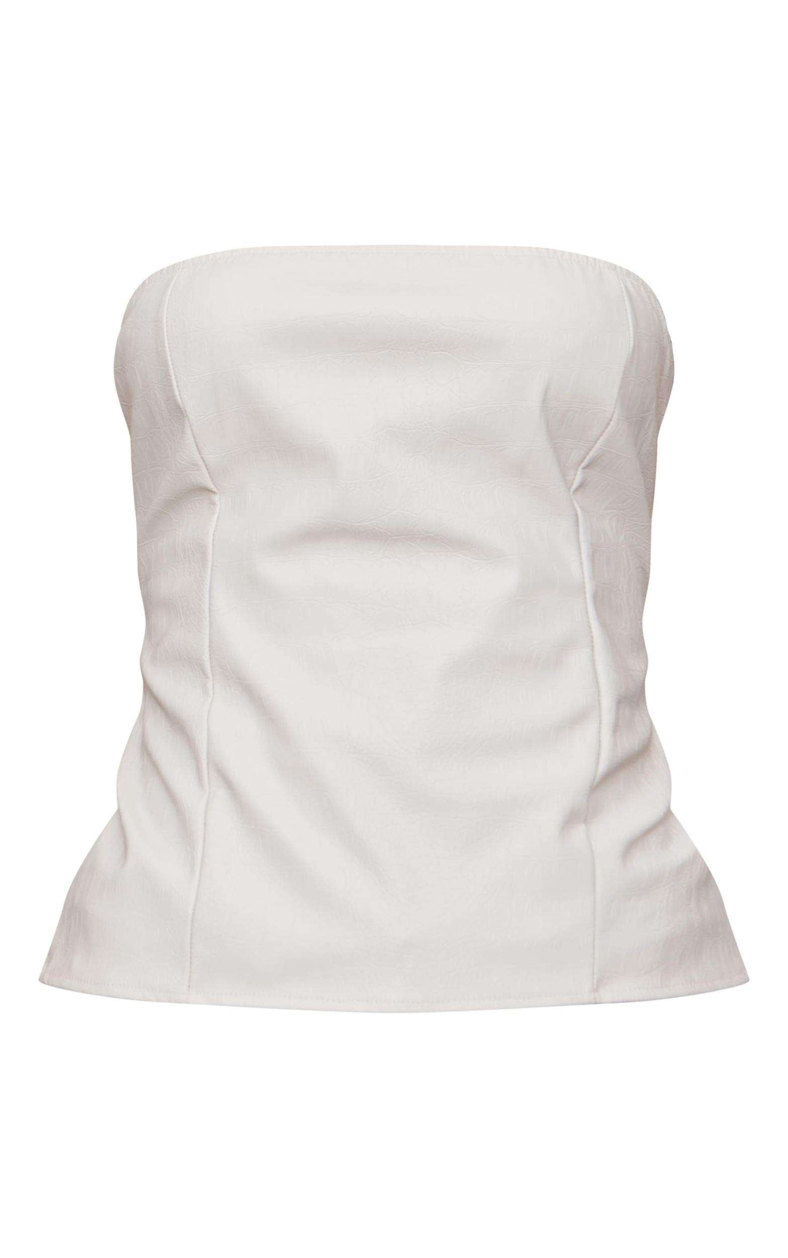 Cream Pu Croc Bandeau Long Top Product Image