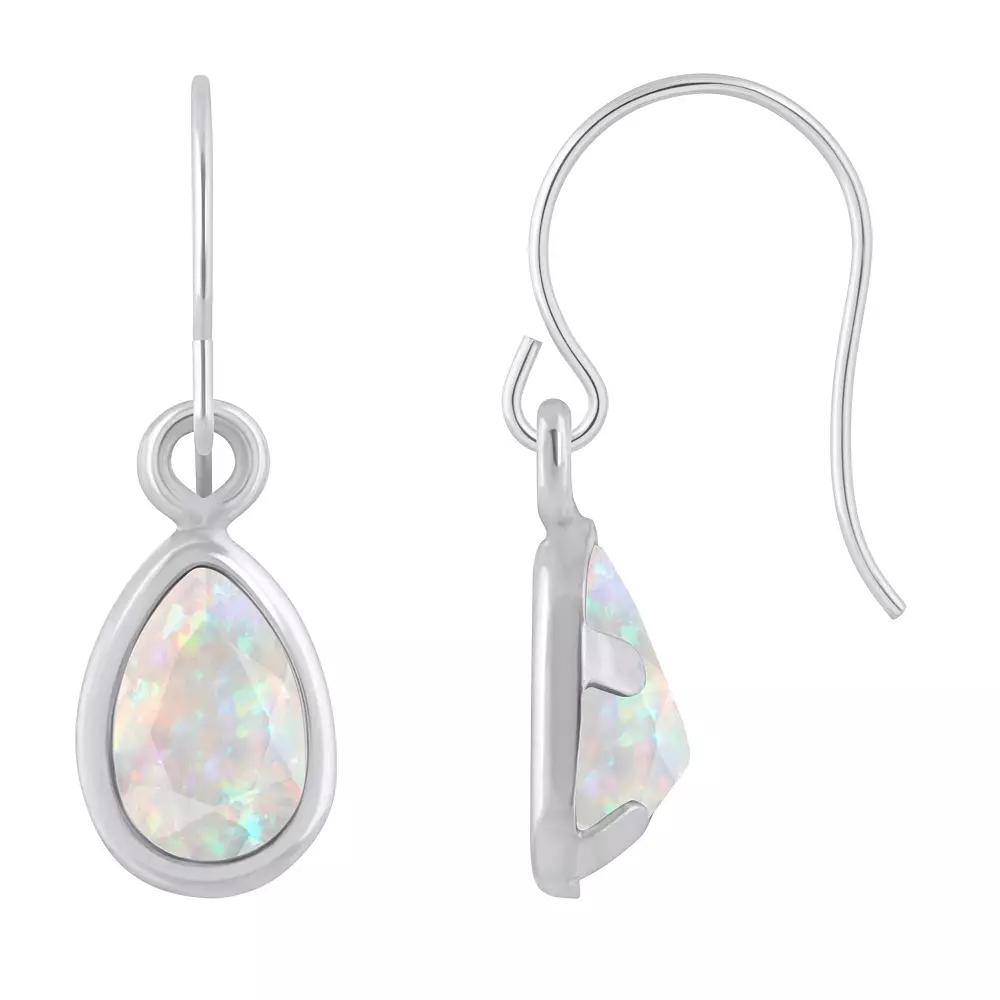 Celebration Gems Sterling Silver Pear Shape Gemstone Drop Earrings, Women's, Created White Product Image