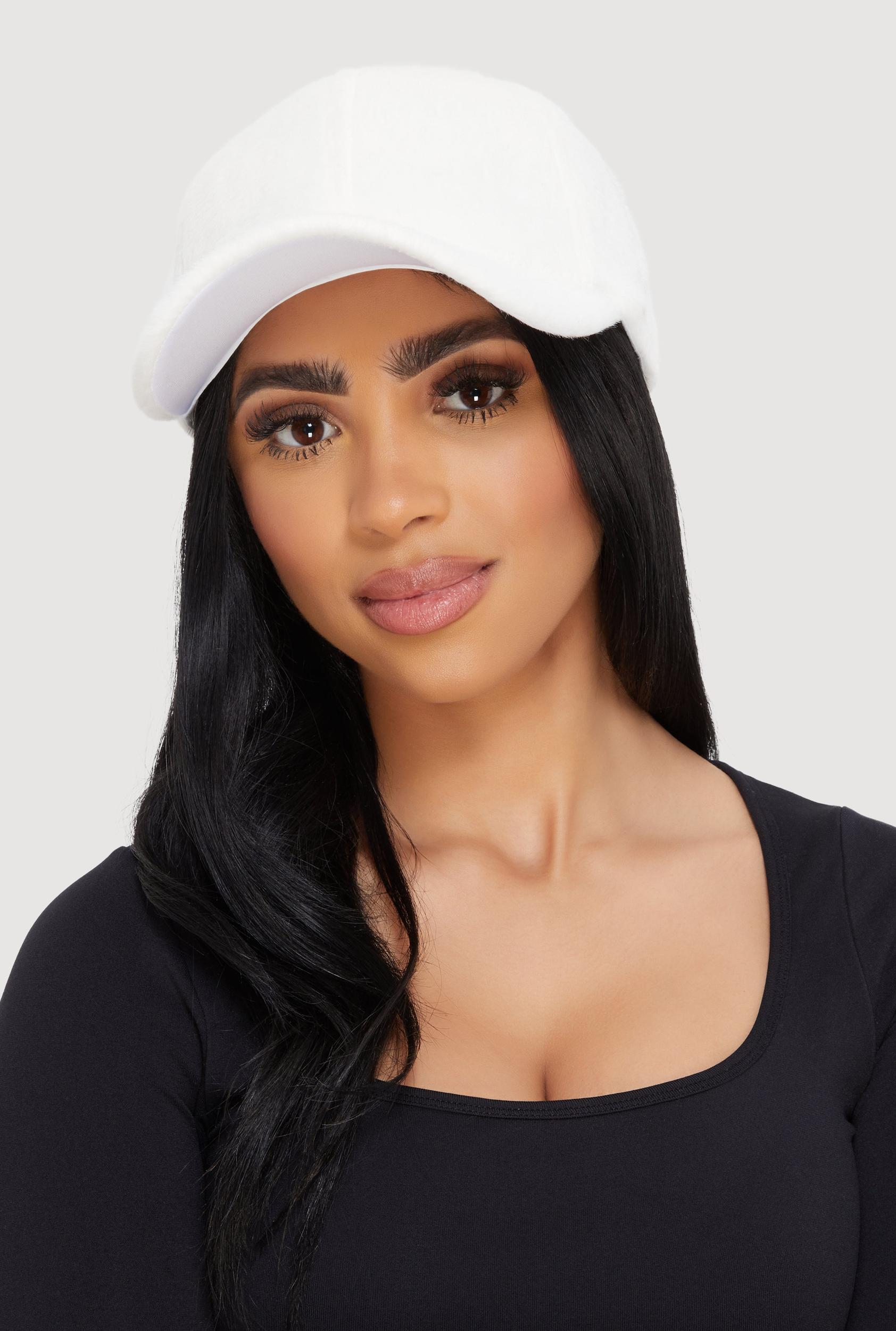 Solid Faux Fur Baseball Cap Female Product Image