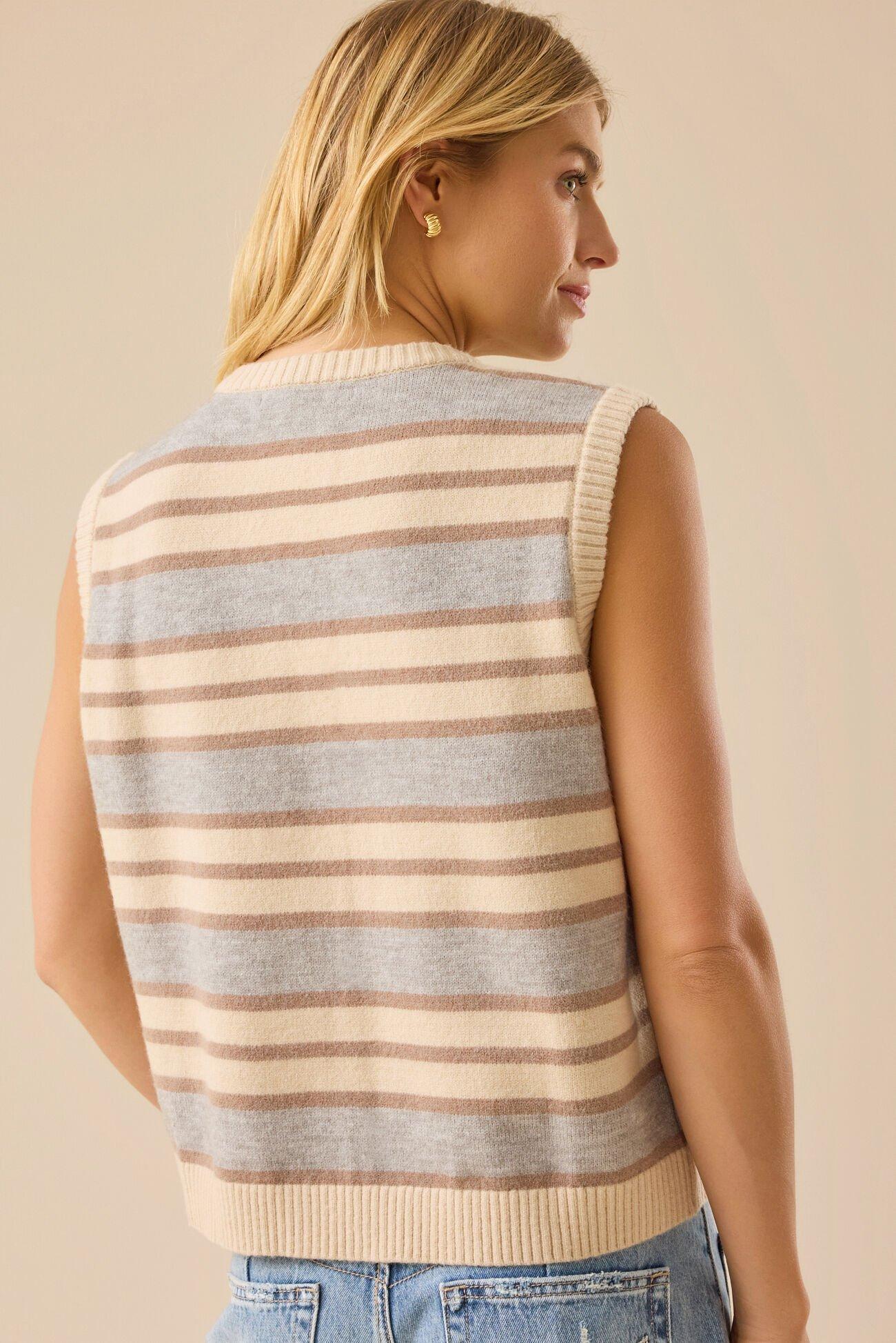 Roslyn Striped Sweater Vest Product Image