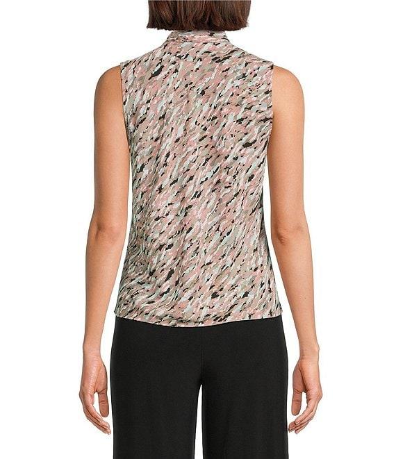 Kasper Petite Size Printed Tie Neck Sleeveless Blouse Product Image