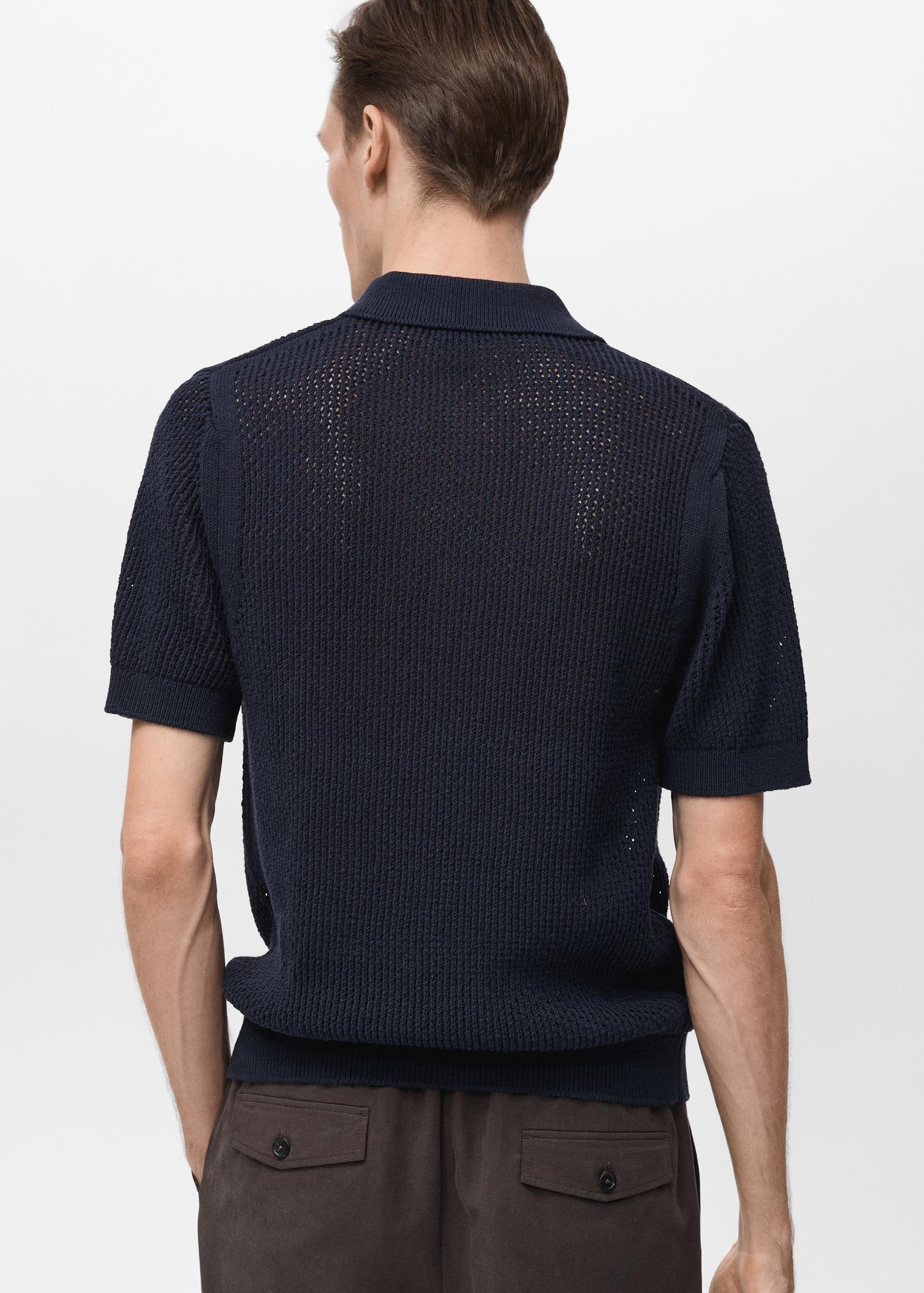 Openwork knitted cotton shirt - Men | MANGO USA Product Image