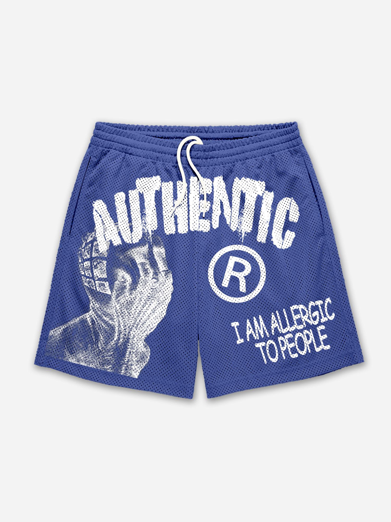 I Am Allergic To People Graphic Print Mesh Shorts Product Image