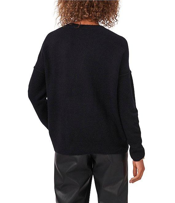 Vince Camuto Crew Neck Long Sleeve Extended Shoulder Seamed Cozy Statement Sweater Product Image